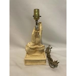 1980s HOLY BIBLE PRAYING HANDS Ceramic Table Lamp Creative Decor